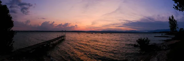 Beautiful Timelapse Lake Garda Sunset Shore Sirmione — Stock Photo, Image