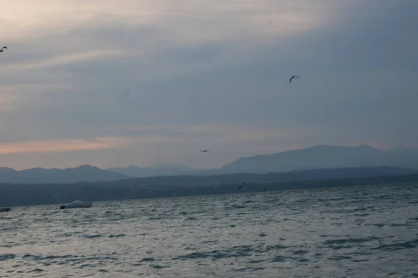 Schöner Zeitraffer Gardasee Bei Sonnenuntergang Vom Ufer Des Sirmione — Stockfoto