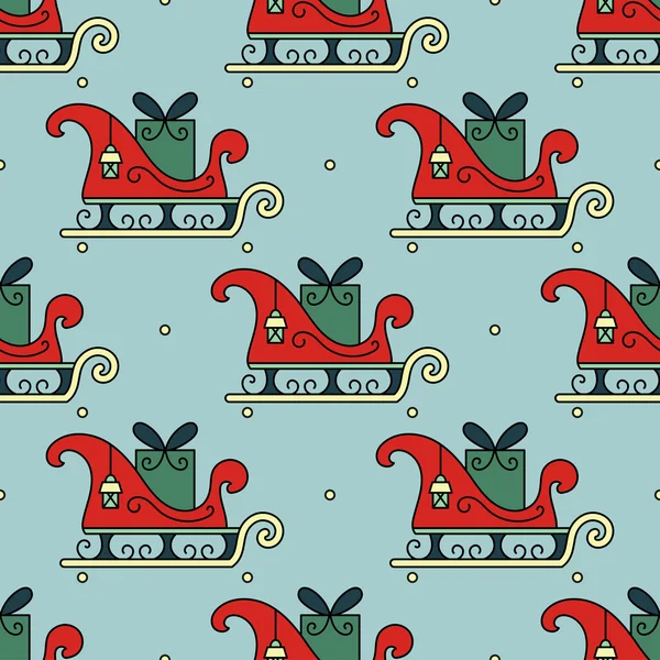 Vector seamless pattern with Santa s sleigh — Stock Vector