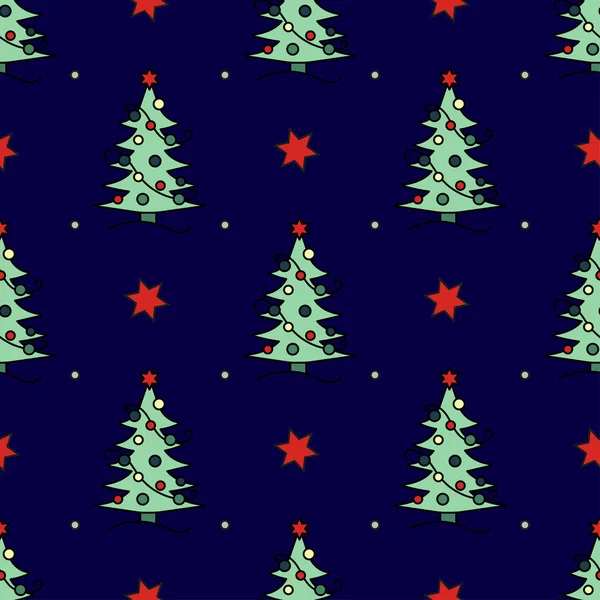 Modèle sans couture vectoriel avec arbre de Noël — Image vectorielle