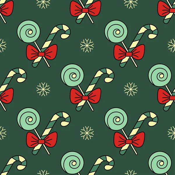 Vector seamless pattern with Christmas candy canes — Stock Vector