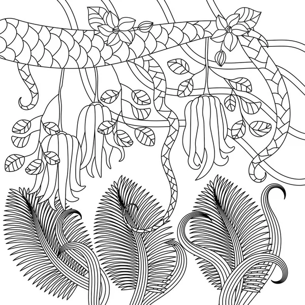 Шаблон с тропическими растениями, цветами и цитроном — стоковый вектор