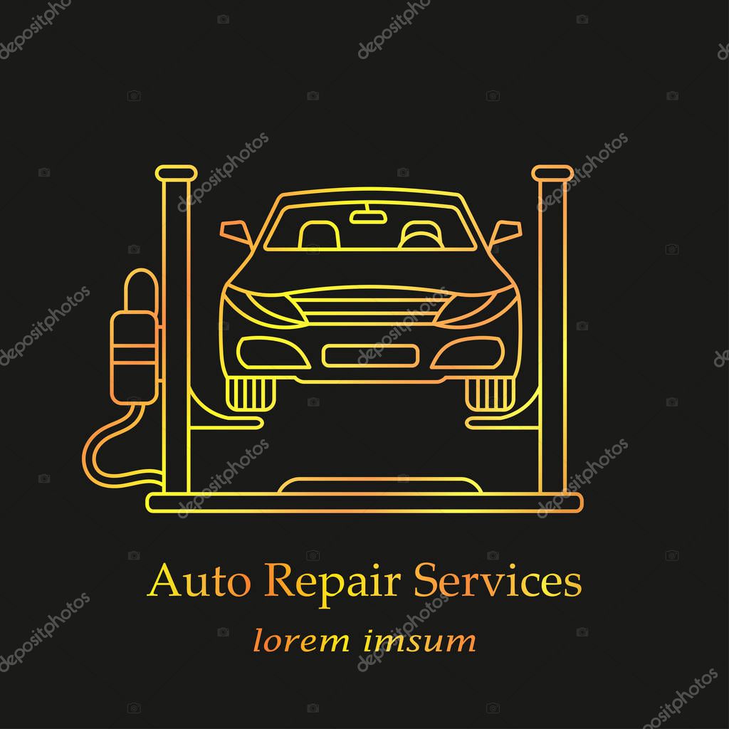 Auto Repair Services. Thin line vector golden logo.