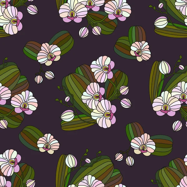 Modèle sans couture vectoriel avec des orchidées . — Image vectorielle