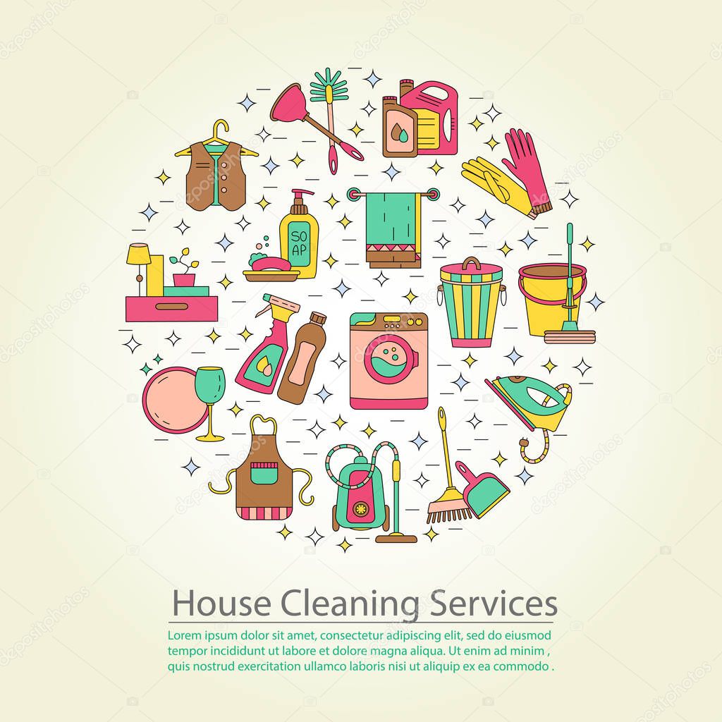 House cleaning vector card.