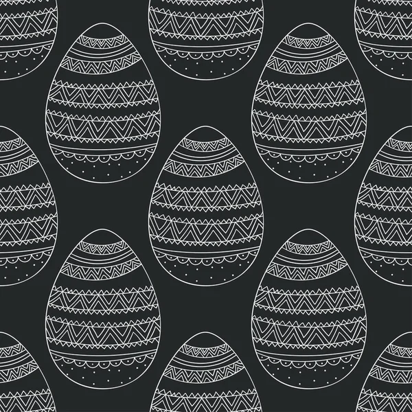 Modèle vectoriel sans couture avec des œufs de Pâques doodle . — Image vectorielle