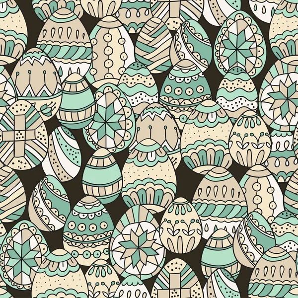 Modèle vectoriel sans couture avec des œufs de Pâques doodle . — Image vectorielle