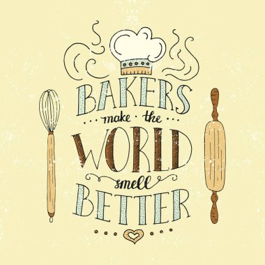 T-shirt tasarım, defter kapağı, ekmek salonu ve kafe için poster için son moda el yazısı illüstrasyon.