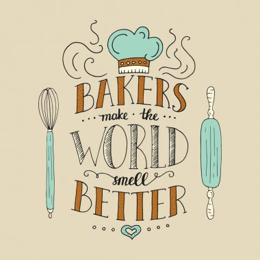 T-shirt tasarım, defter kapağı, ekmek salonu ve kafe için poster için son moda el yazısı illüstrasyon.