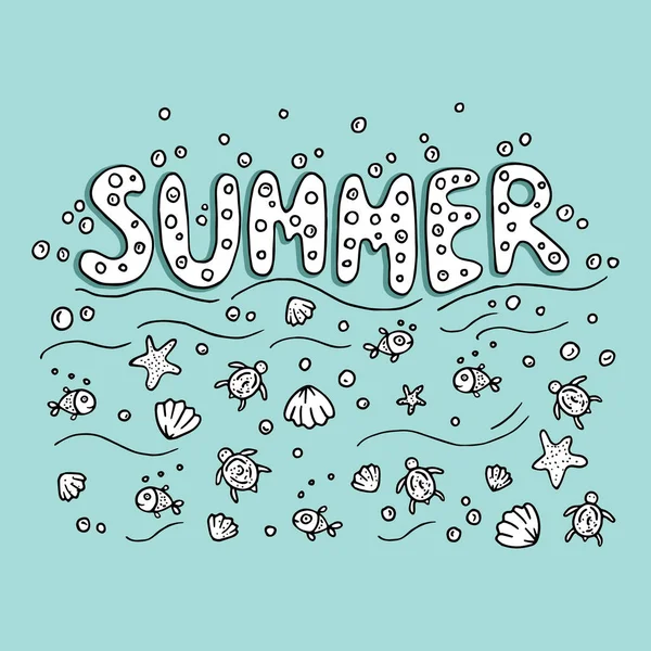 Einzigartiges Schriftzug-Plakat mit Wort Sommer. — Stockvektor