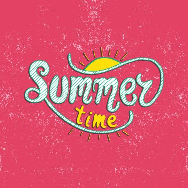 Yaz saati. Benzersiz yazı poster. Vektör sanat. Son moda el yazısı yaz illüstrasyon.