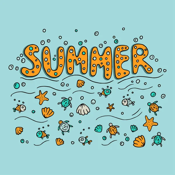 Уникальный плакат со словом Summer . — стоковый вектор