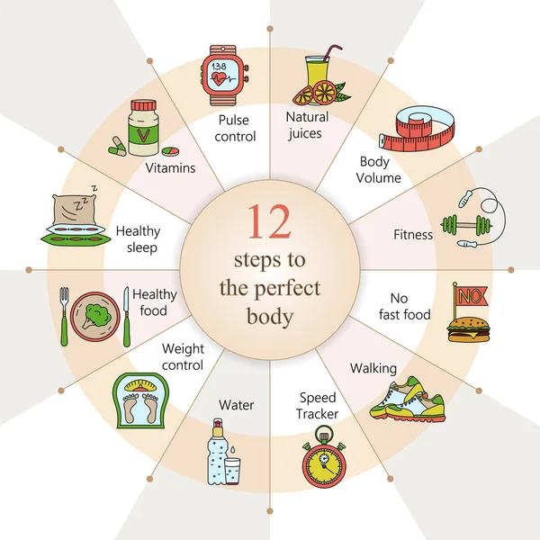 Pérdida de peso, infografías de dieta . — Vector de stock