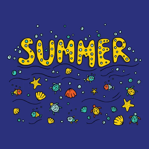 Μοναδικά γράμματα αφίσα με λέξη καλοκαίρι. — Διανυσματικό Αρχείο