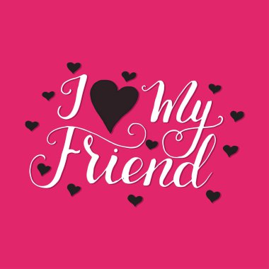 Dostluk gün için yazı kartı. Tebrik kartları, kupalar, t-shirtler, ets için handdrawn benzersiz hat.