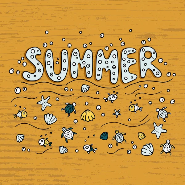 Уникальный плакат со словом Summer . — стоковый вектор