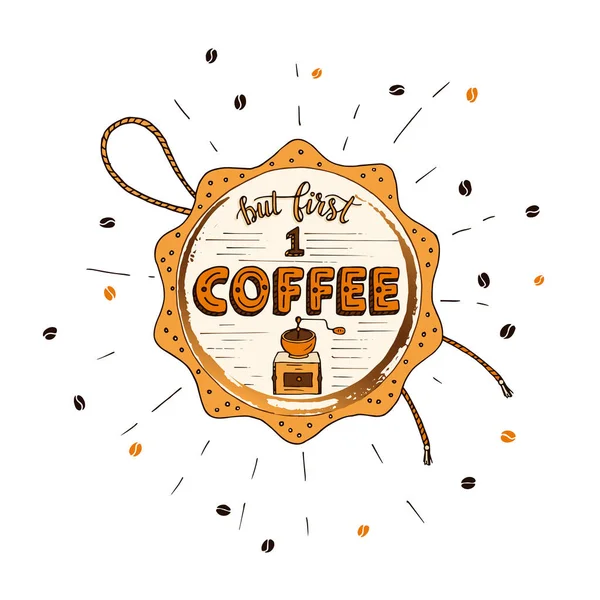 Handdrawn COFFEE lettering poster. — Stock Vector