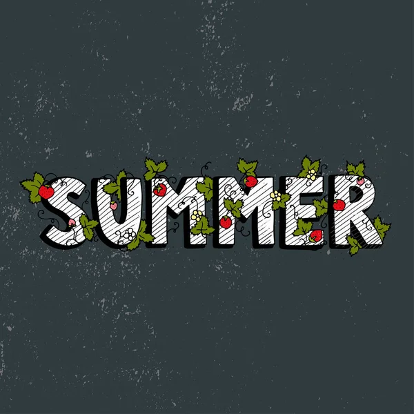 Affiche de lettrage unique avec mot Summer. L'art vectoriel. Illustration d'été manuscrite tendance . — Image vectorielle