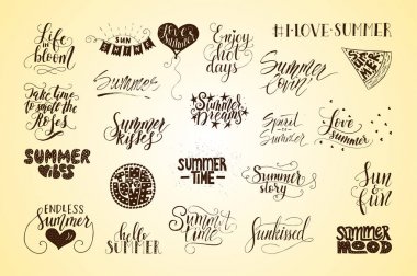 23 vektör el büyük paket yaz tırnak çizilmiş. Mürekkep ve fırça kalemi ile el yazısı.