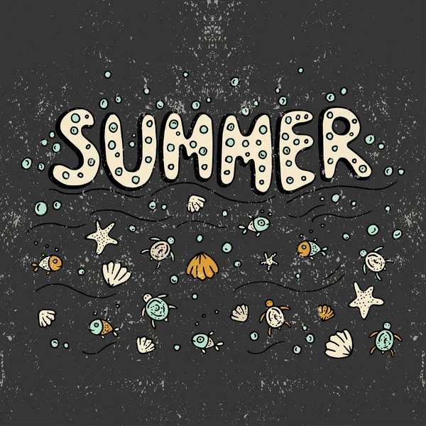 Affiche de lettrage unique avec mot Summer . — Image vectorielle