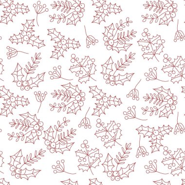 Noel botanik seamless modeli holly çilek ile.