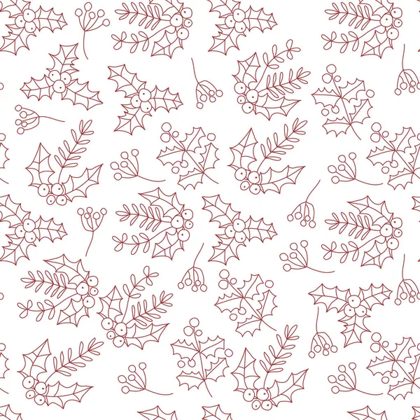 Noel botanik seamless modeli holly çilek ile.