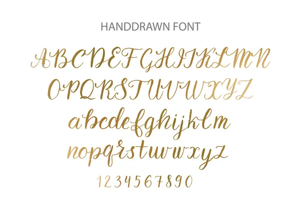 Handgetekende Vector Script lettertype. Borstel stijl getextureerde kalligrafie cursief lettertype. — Stockvector