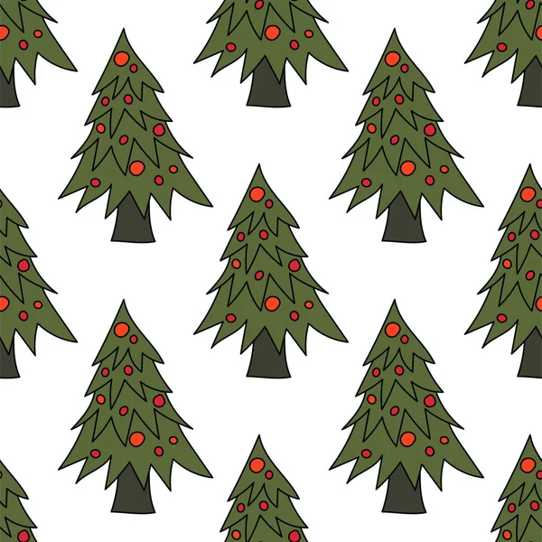 Modèle de Noël vectoriel sans couture avec des arbres de Noël . — Image vectorielle