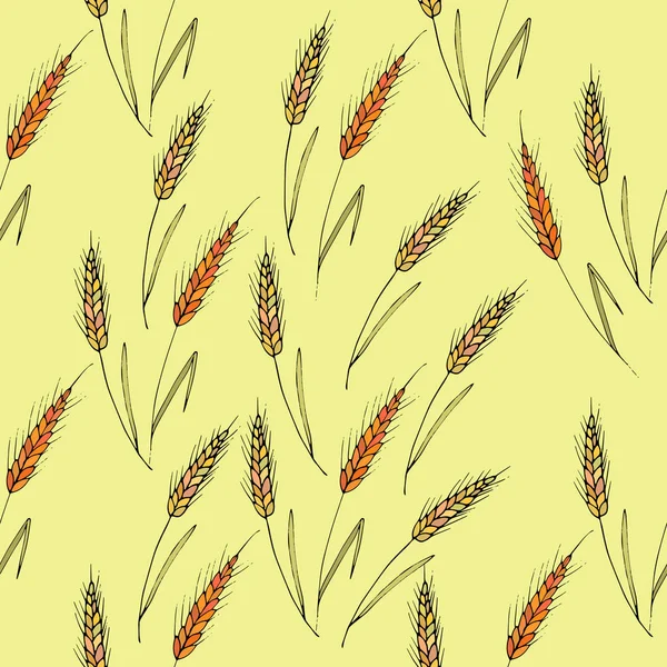 Безшовний векторний фон з пшеничними колосками . — стоковий вектор