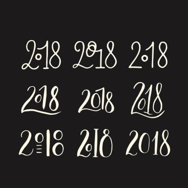 Numaraları 2018 kümesiyle yazı Handdrawn fırça.
