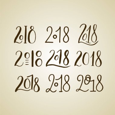 Numaraları 2018 kümesiyle yazı Handdrawn fırça.