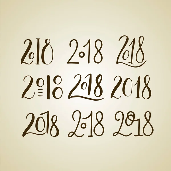 Numaraları 2018 kümesiyle yazı Handdrawn fırça.