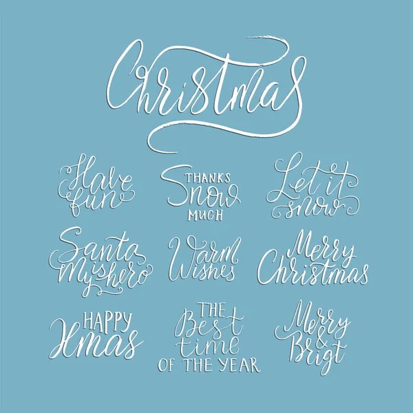 Neşeli Noel yazı tipografi. Kış handdrawn yazı ile el yazısı metin tasarım. Mutlu yeni yıl tebrik vektör kartı dekorasyon.