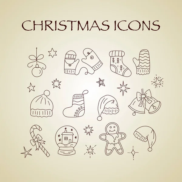 İnce çizgi dizi vektör Christmas Icons. Modern tasarımlar koleksiyonu Noel simgeler.