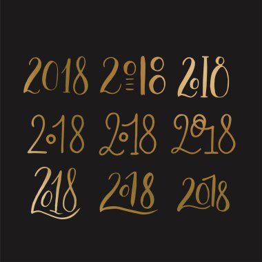 Numaraları 2018 kümesiyle yazı Handdrawn fırça.