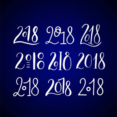 Numaraları 2018 kümesiyle yazı Handdrawn fırça.