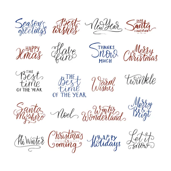 Neşeli Noel yazı tipografi. Kış handdrawn yazı ile el yazısı metin tasarım. Mutlu yeni yıl tebrik vektör kartı dekorasyon.