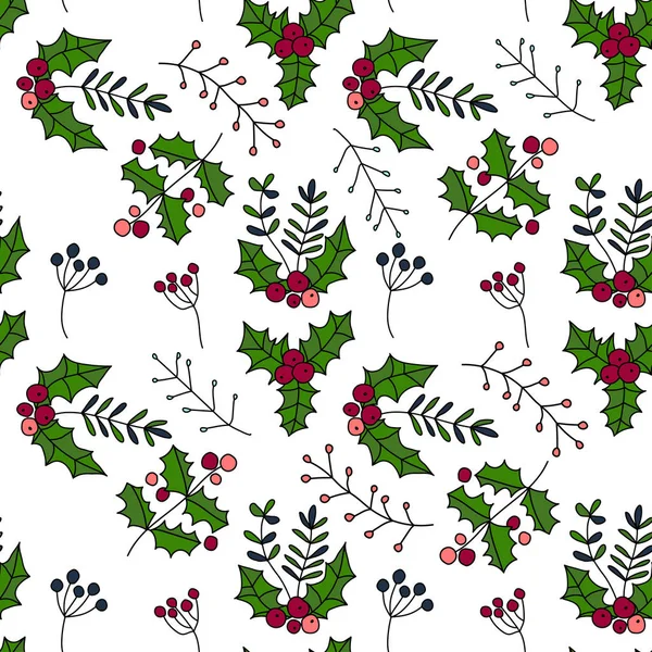 Seamless vector pattern with Christmas illustrations. — Stock Vector