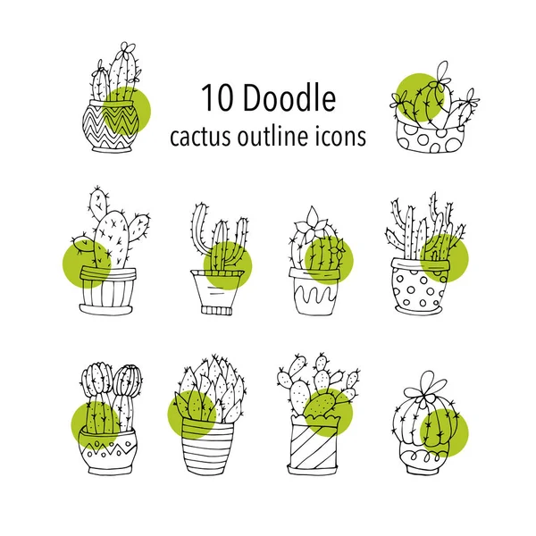Cactus suculentas ilustraciones vectoriales . — Vector de stock