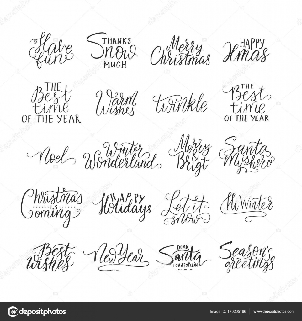 Merry Christmas lettering typography. Handwriting text design with