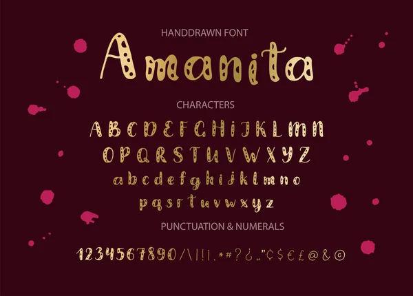 Handgetekende Vector Script lettertype. Weergave stijl cartoon lettertype. — Stockvector