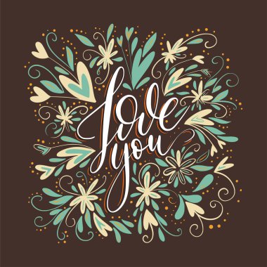 Aşk yazı kartı vektör.