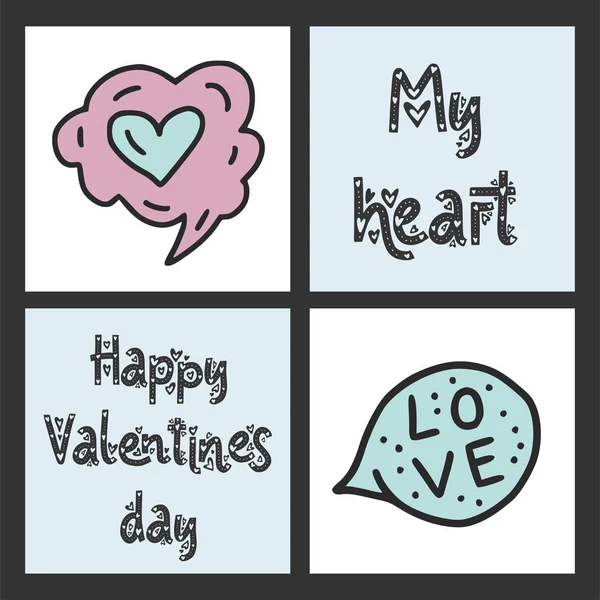 Set of cute vector cards for St. Valentine s Day. — Stock Vector