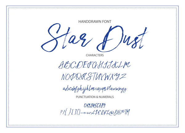 Sterren stof. Handgetekende vector lettertype. — Stockvector