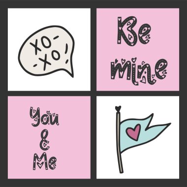 Sevimli vektör kart dizisini St Sevgililer günü için.