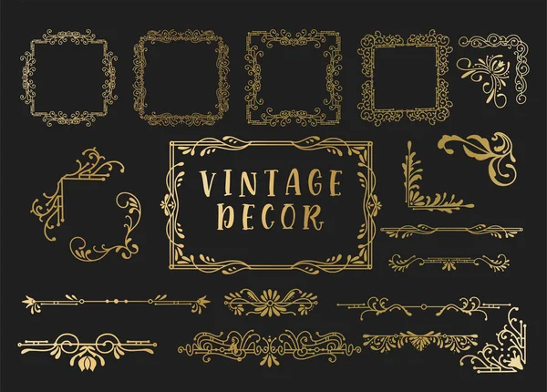 Kit d'éléments vintage pour invitations, bannières, affiches, pancartes, insignes ou logotypes . — Image vectorielle