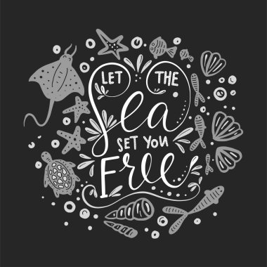 Seni özgür kılacak deniz izin. Vektör kartı.