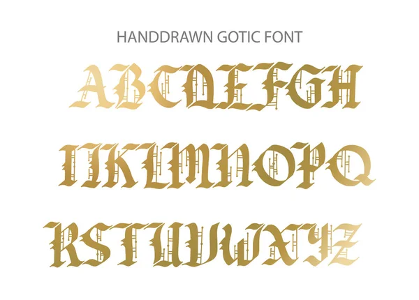 Caratteri disegnati a mano in scrittura gotica Blackletter . — Vettoriale Stock