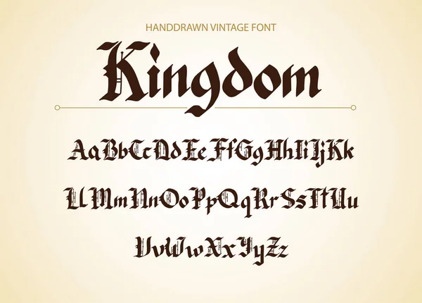 Blackletter gotische script handgetekende lettertype. — Stockvector