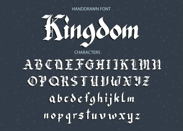 Caratteri disegnati a mano in scrittura gotica Blackletter . — Vettoriale Stock